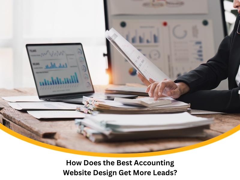 best accounting website design showing accountant analysing charts and reports on laptop