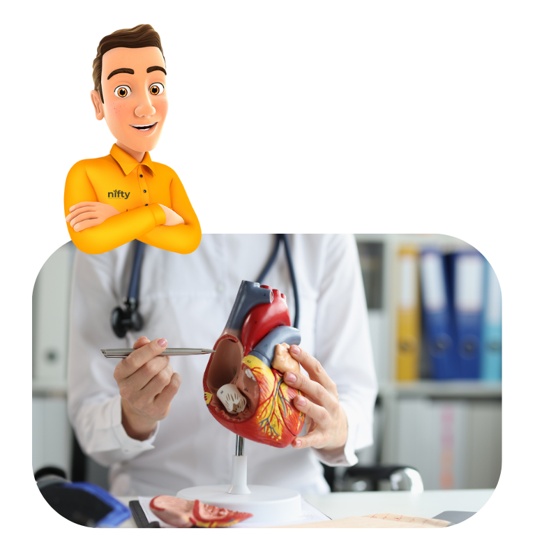 The image presents a modern website design for a cardiologist's clinic.