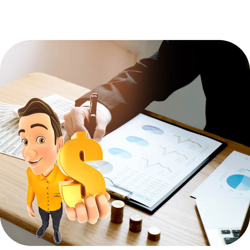 Image presents website for finance service