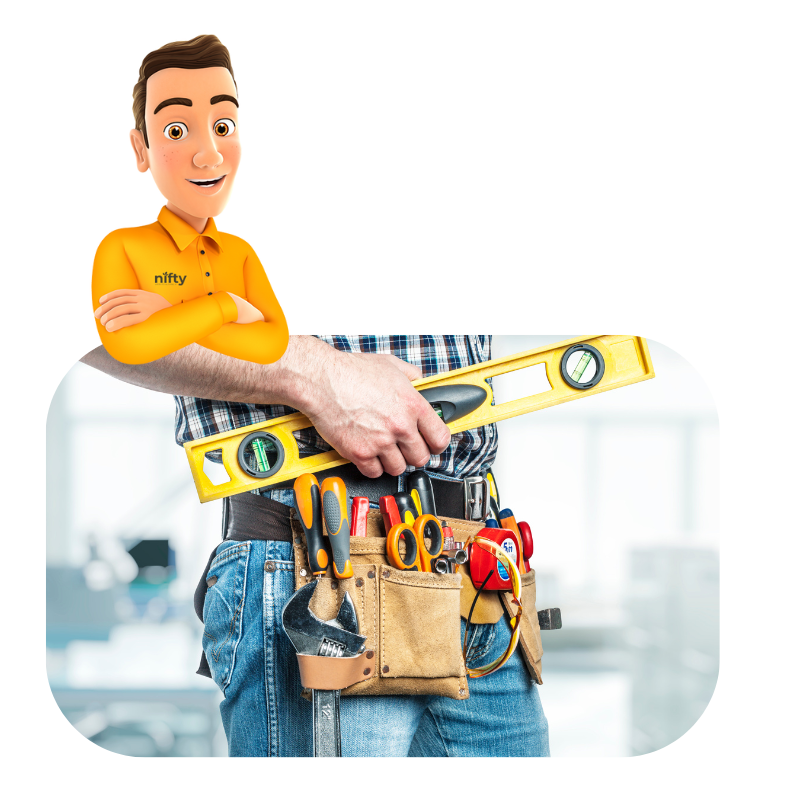 The image presents a modern website layout for handyman services.