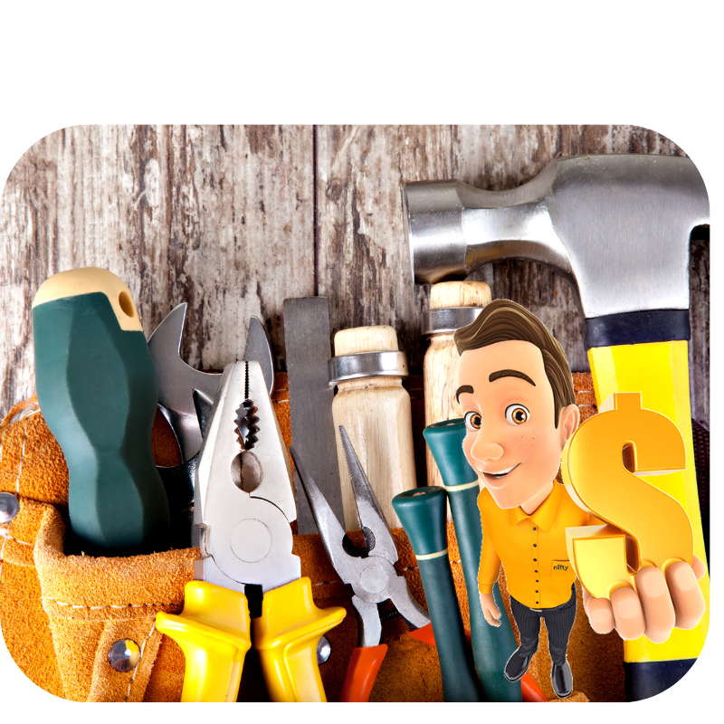 The image presents a modern website layout for handyman services.