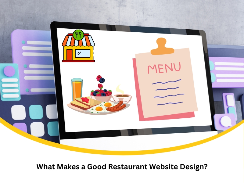 Example of menu and food layout for good restaurant website design on laptop screen