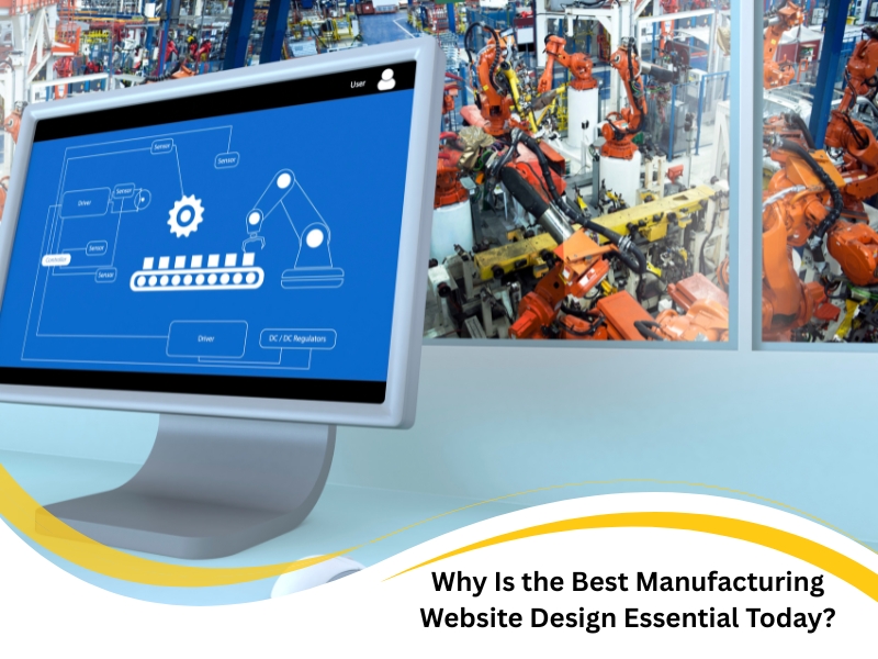 Best manufacturing website design shown with digital automation interface in industrial setting.