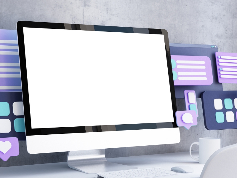 Concept computer mockup showing layout ideas for best logistics website design.