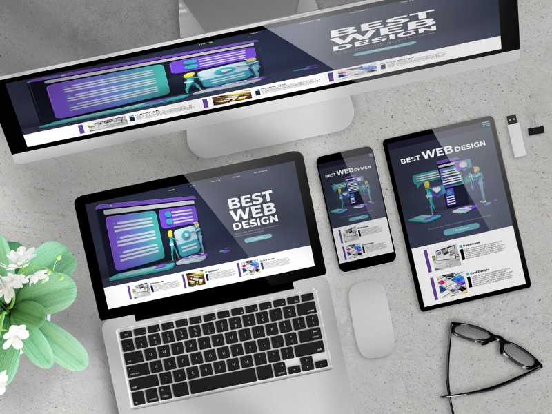 Responsive screens demonstrating best logistics website design across devices.