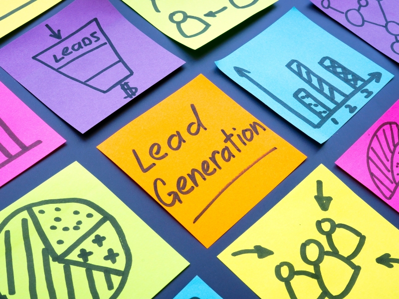 Lead generation concept with sticky notes for website design for painters