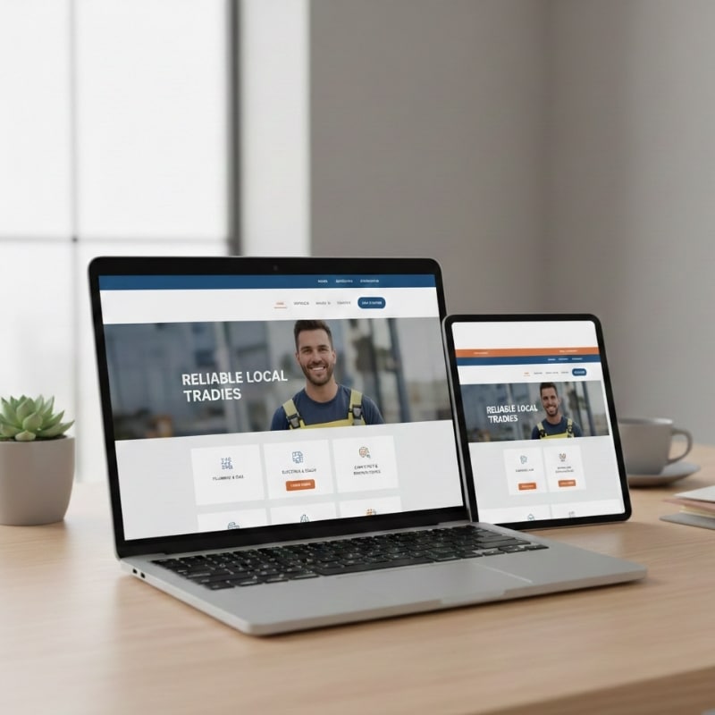 Professional website design for tradies displayed on desktop and tablet screens