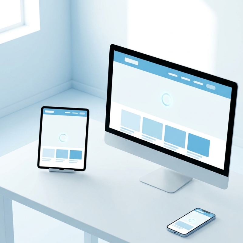 Modern responsive website displayed on desktop, tablet and smartphone with a clean, fast and accessible design.