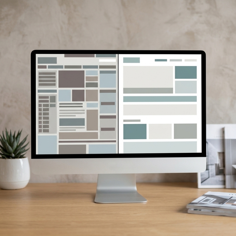 Modern website redesign showing an outdated and refreshed interface